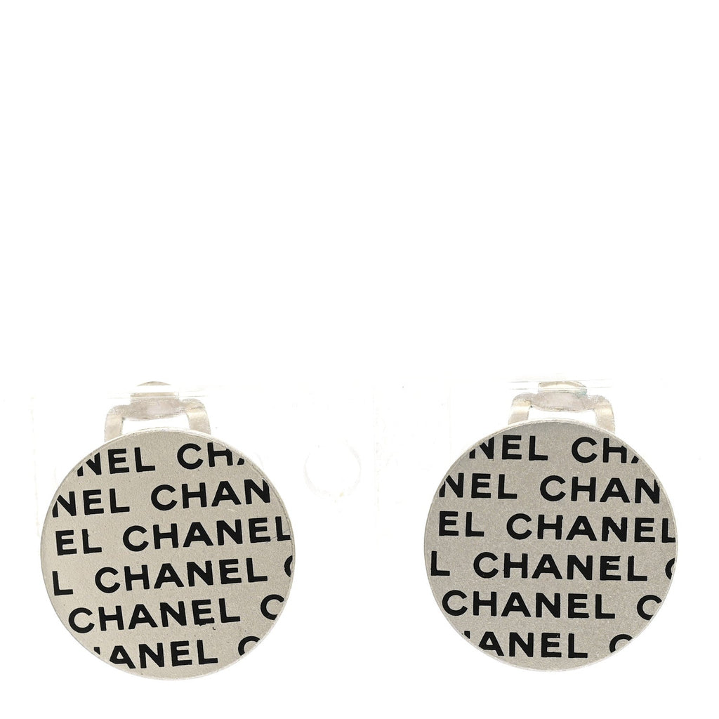Chanel Logo Clip On Earrings Silver