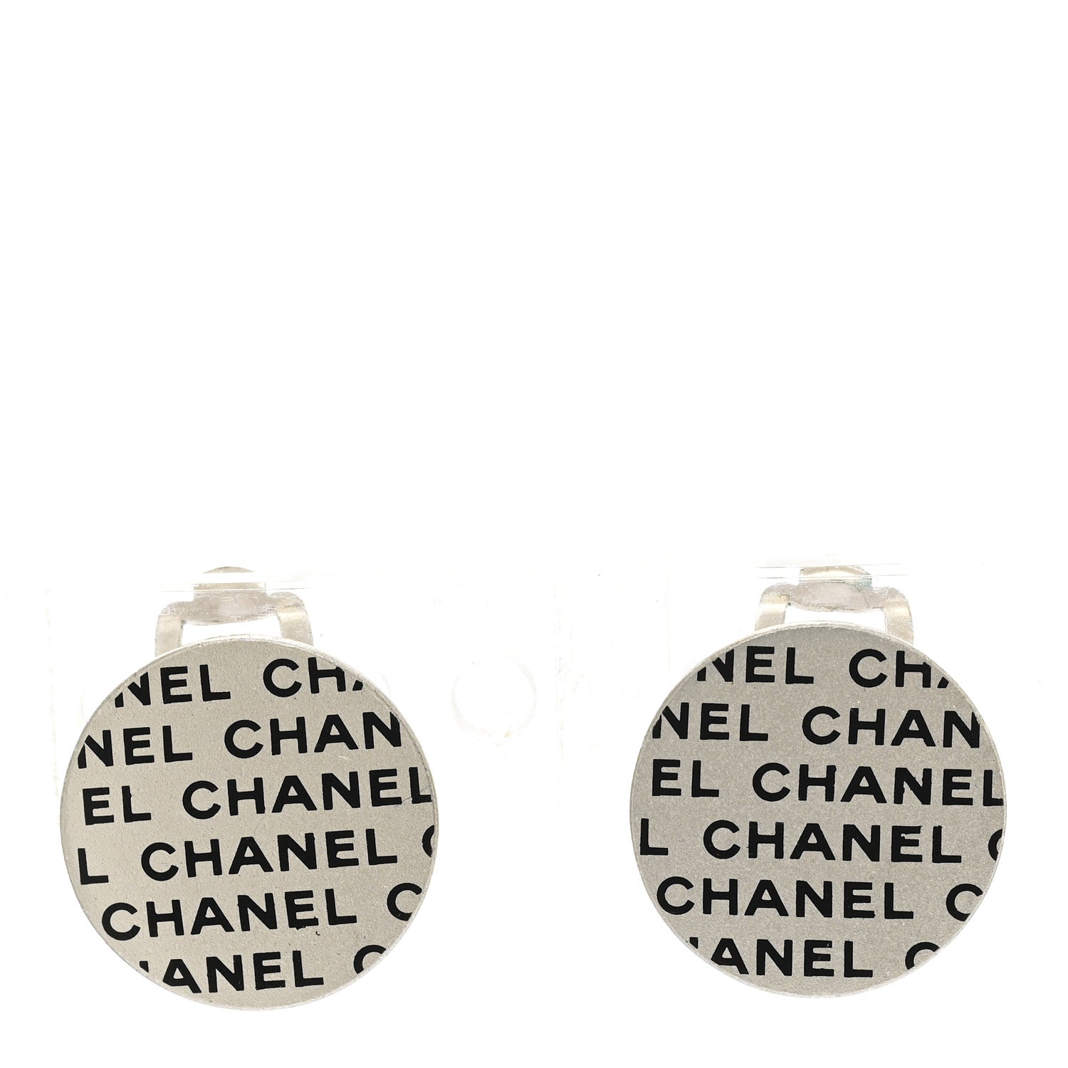 Chanel Logo Clip On Earrings Silver