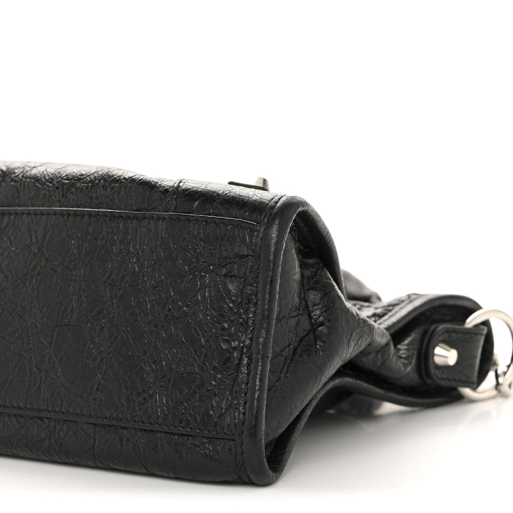 Balenciaga Agneau Arena Storico Silver Hardware Small Le City Black