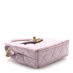 Chanel Shiny Aged Calfskin Quilted Mini Nano Kelly Shopper Light Pink