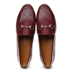 Gucci Betis Glamour Calfskin Guccissima Womens Jordaan Loafers 37.5 Rosso Ancora
