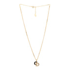 Christian Dior Metal Crystal Enamel CD Necklace Gold Black
