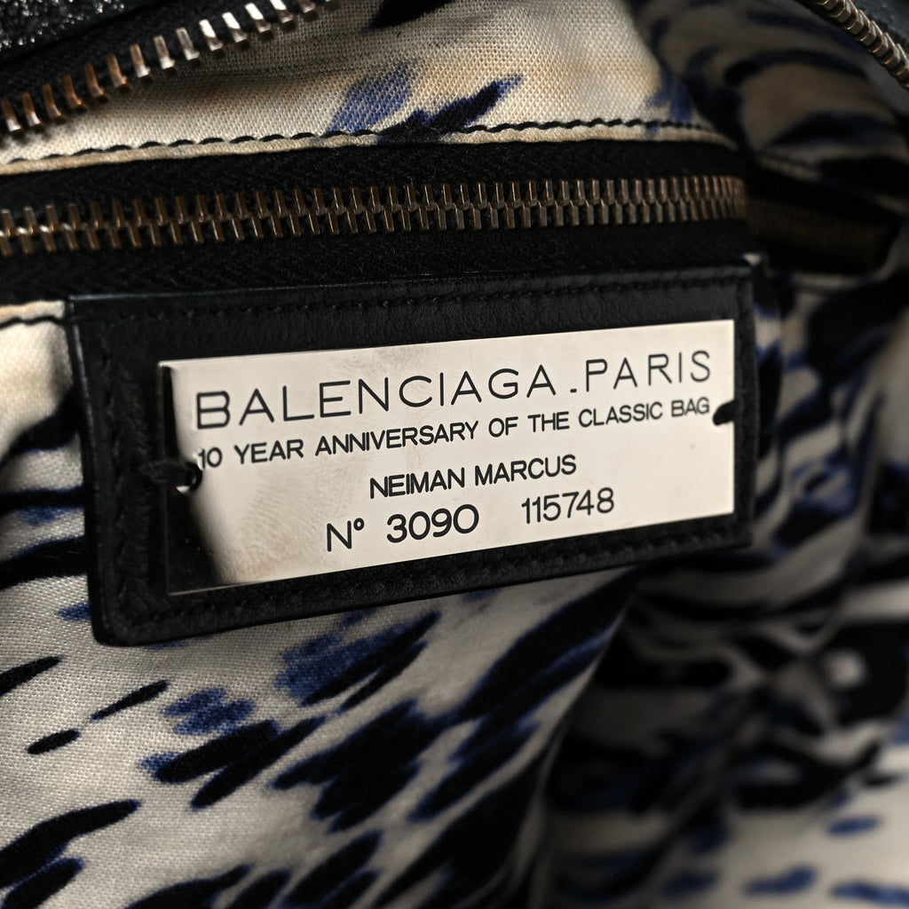 Balenciaga Metallic Craquele Calfskin Classic Hardware City Black