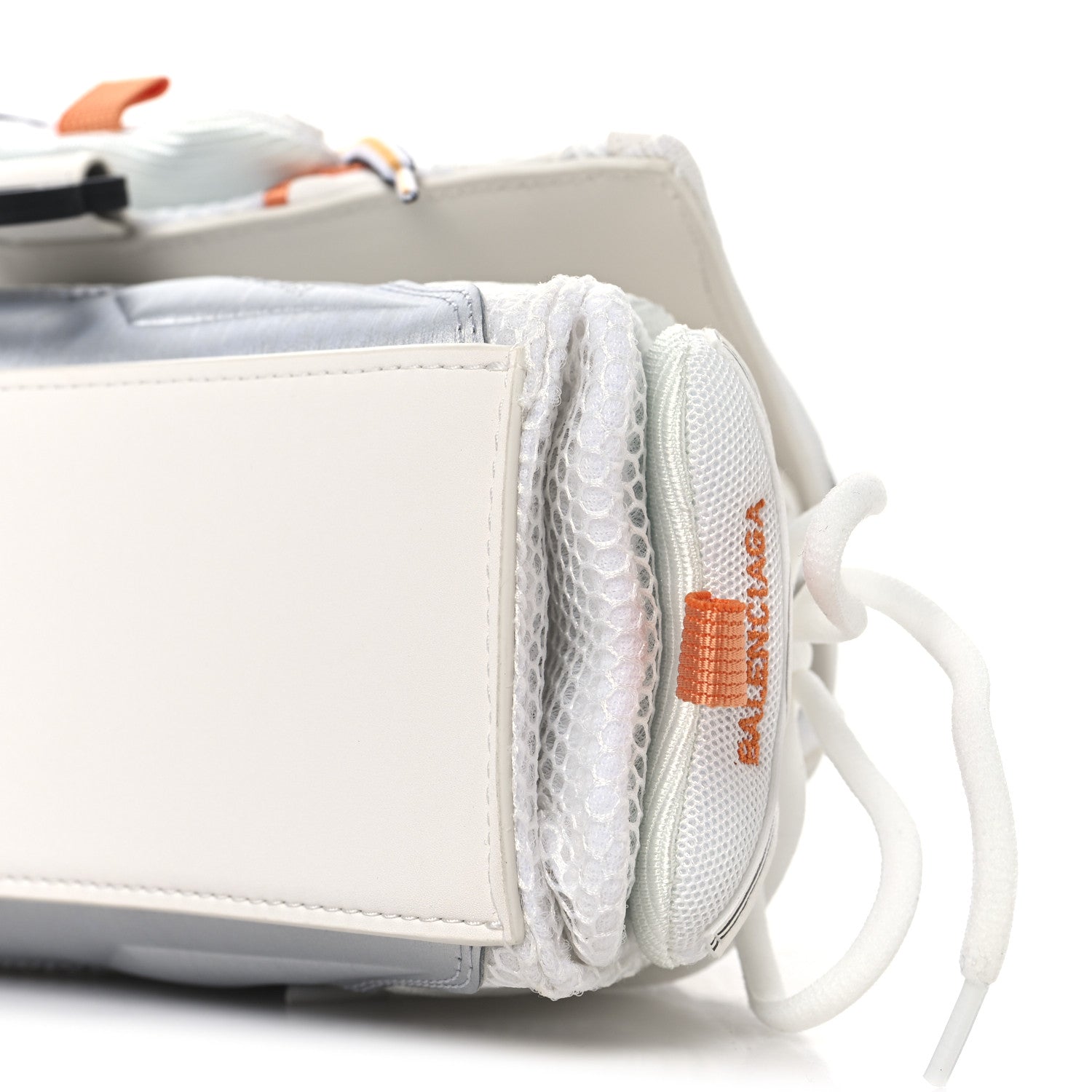 Balenciaga Faux Calfskin Fabric Glow In The Dark Small Sneakerhead Top Handle Bag White Orange
