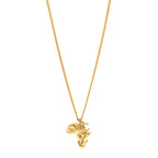 Chanel Crystal Pearl CC Africa Pendant Necklace Gold White