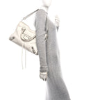 Balenciaga Chevre Silver Metallic Edge Hardware City White