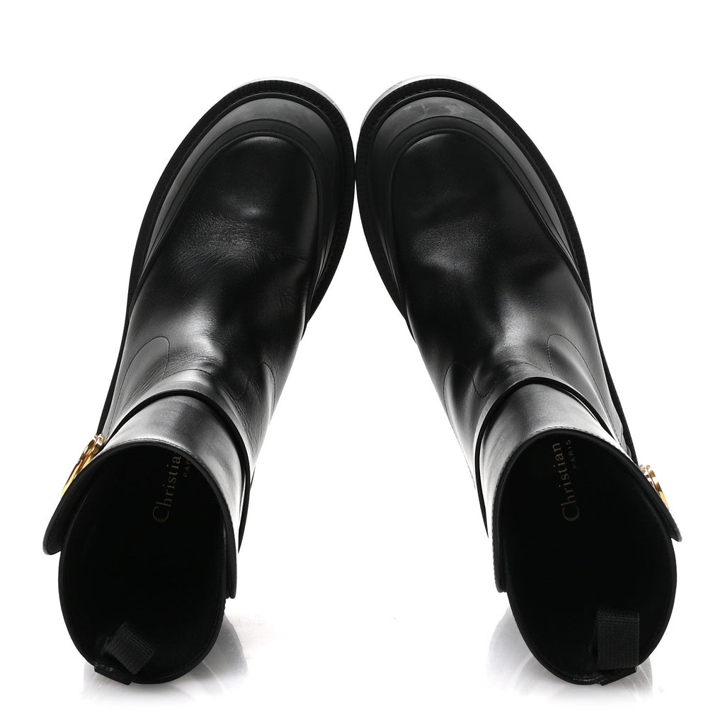 Christian Dior Calfskin Empreinte Ankle Boot 38 Black