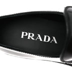 Prada Spazzolato Metal Triangle Logo 50mm Loafers 36 Black