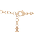 Chanel Metal Calfskin Crystal Double CC Short Necklace Black Gold