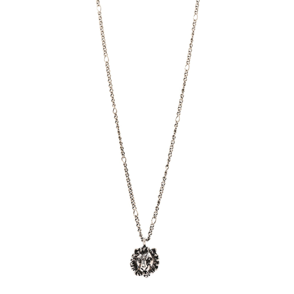 Gucci Metal Lion Head Necklace Silver