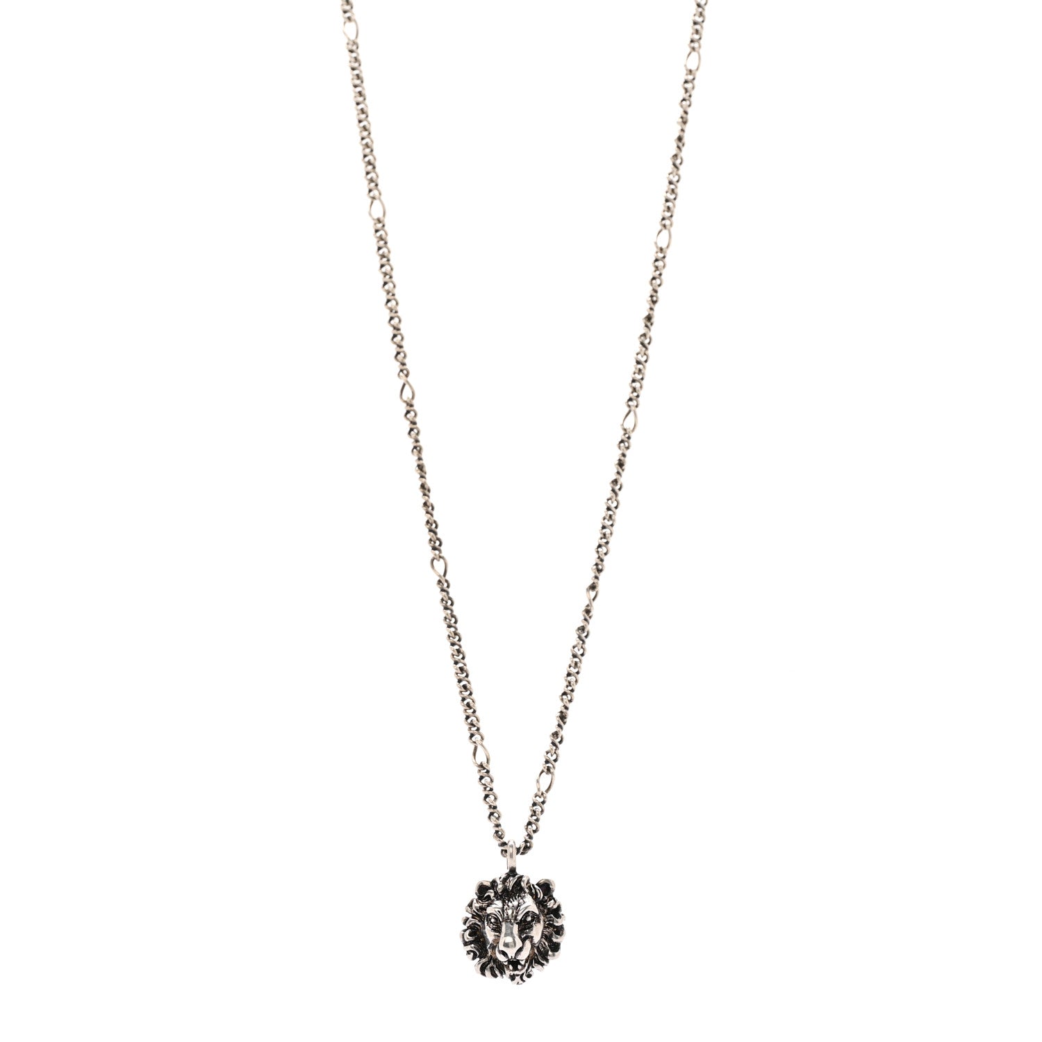 Gucci Metal Lion Head Necklace Silver
