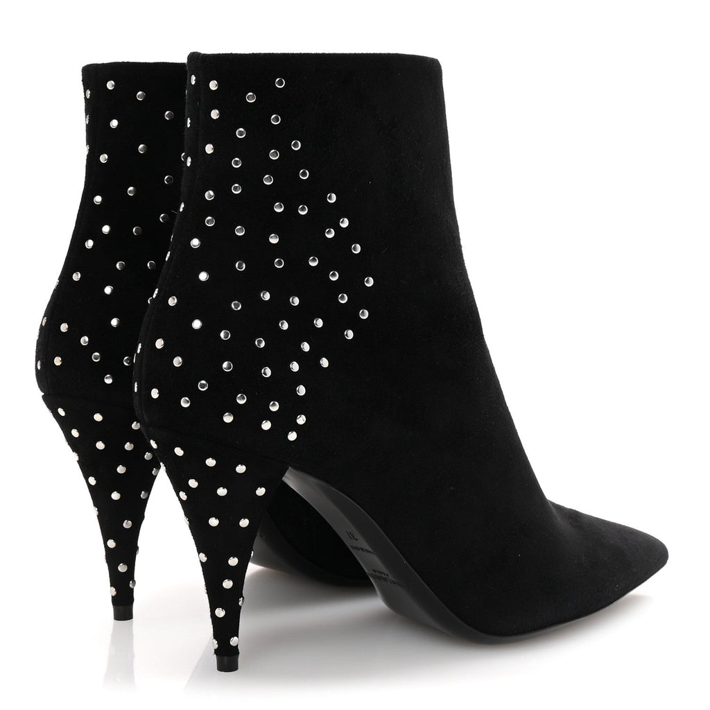 Saint Laurent Suede Studded Kiki 85 Zip Boot 37 Black