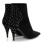 Saint Laurent Suede Studded Kiki 85 Zip Boot 37 Black