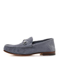 Gucci Luxury Suede Guccissima Mens Horsebit Mocassin Loafers 9.5 Foggy Grey