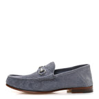 Gucci Luxury Suede Guccissima Mens Horsebit Mocassin Loafers 9.5 Foggy Grey