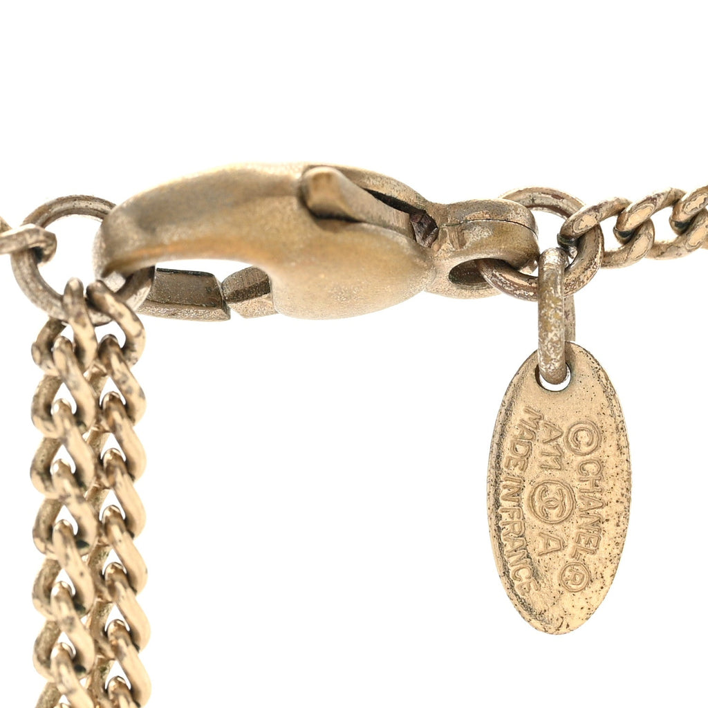 Chanel Pearl CC Pendant Necklace Light Gold