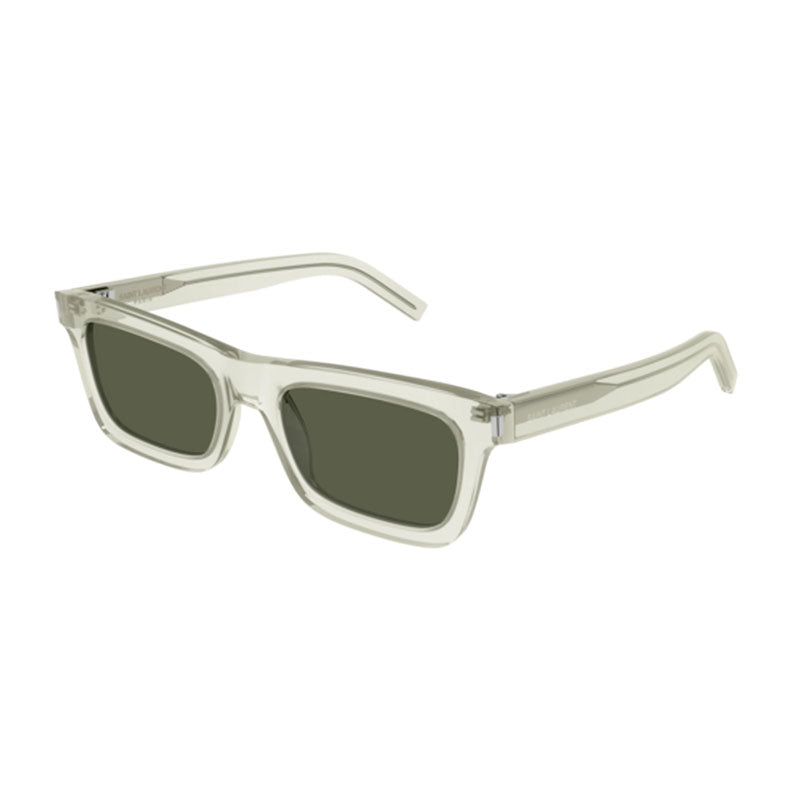 Saint Laurent Sunglasses Rectangle Full Rim, Shiny Black Frame and Solid Blue Lens SL461BETTY009