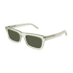 Saint Laurent Sunglasses Rectangle Full Rim, Shiny Black Frame and Solid Blue Lens SL461BETTY009