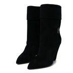 Saint Laurent Kid Scamosciato Niki 85 Wedge Booties 36 Black