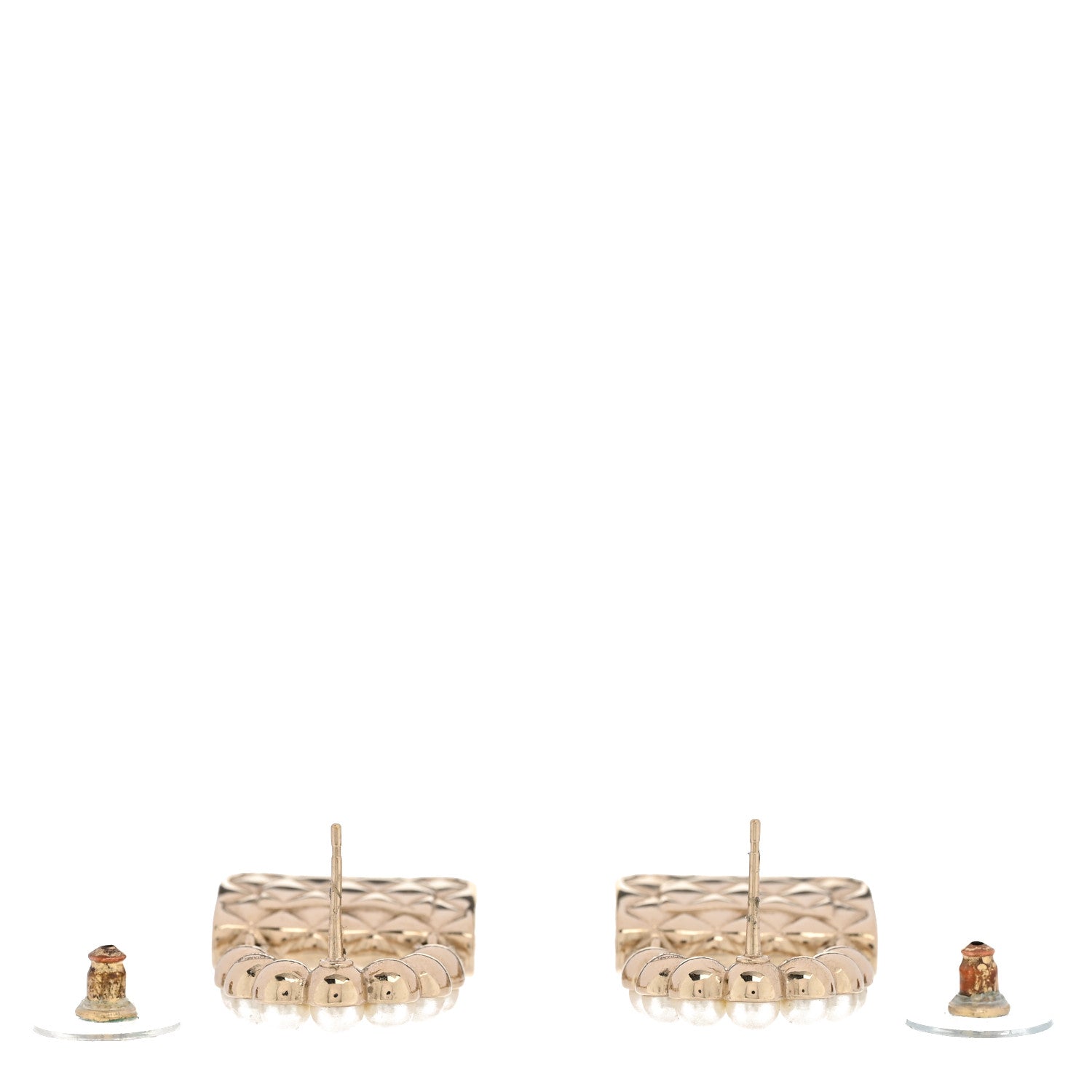 Chanel Pearl Quilted CC Flap Bag Earrings Gold