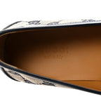 Gucci Canvas GG Monogram Horsebit Calfskin Womens Horsebit Platform Loafers 37.5 Beige Blue