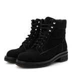 Chanel Tweed Lace Up Short Boots 37 Black