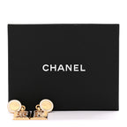 Chanel Metal Enamel Cha-Nel Logo Drop Earrings Gold Black