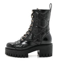 Gucci Cordovan Lux Nappa GG Matelasse Lace Up 60mm Combat Boots 35.5 Black