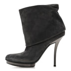 Gucci Suede Platform Foldover Ankle Boots 35 Grey