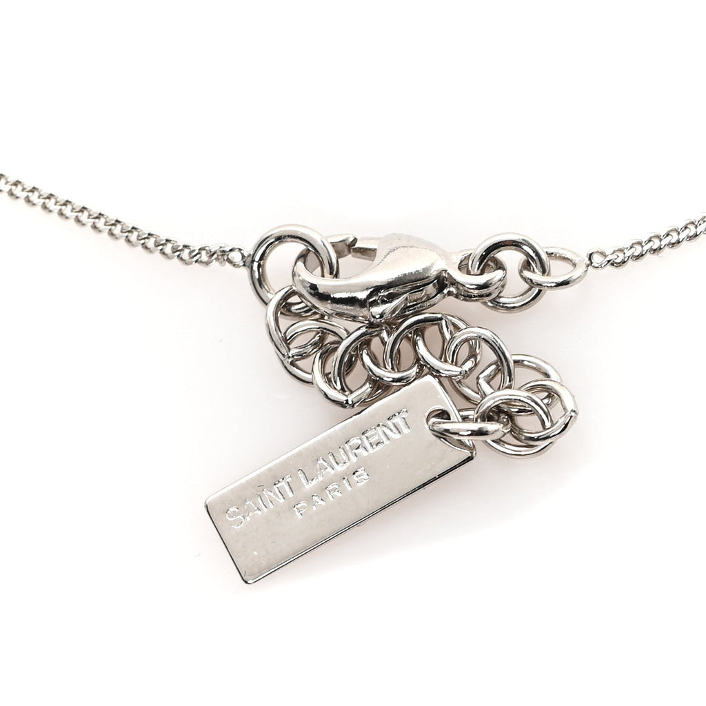 Saint Laurent Brass Monogram Charm Bracelet Silver