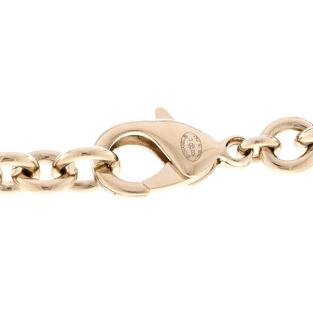 Chanel Metal CC Heart Locket Necklace Gold