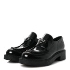 Prada Spazzolato Metal Triangle Logo 50mm Loafers 36 Black