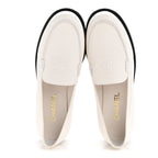 Chanel Lambskin CC Mocassin Loafers 38.5 White