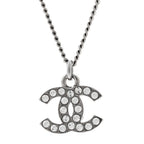 Chanel Crystal Timeless CC Necklace Silver