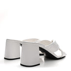 Prada Nappa Logo Quilted Crisscross 65mm Block Heel Slide Sandals 39.5 White