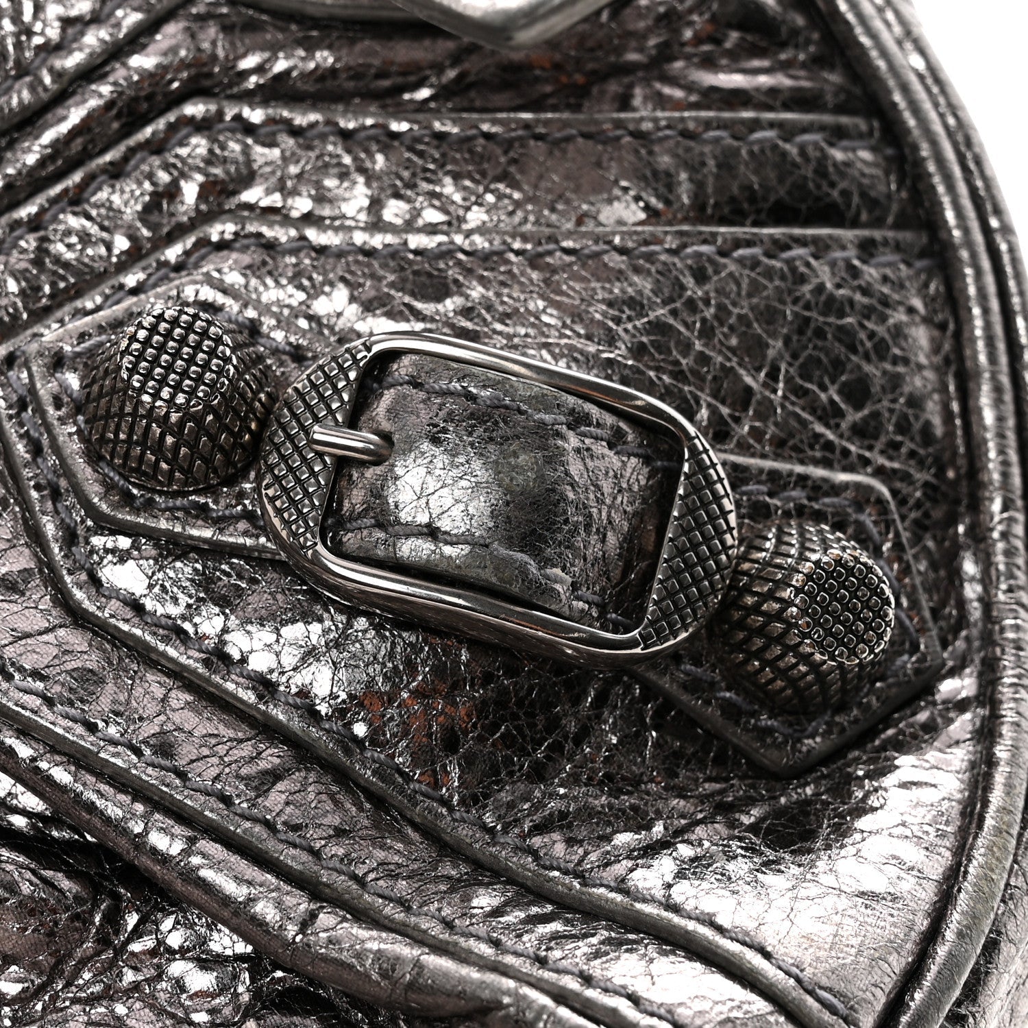 Balenciaga Metallic Agneau Arena Le Cagole Shoulder Bag XS Silver