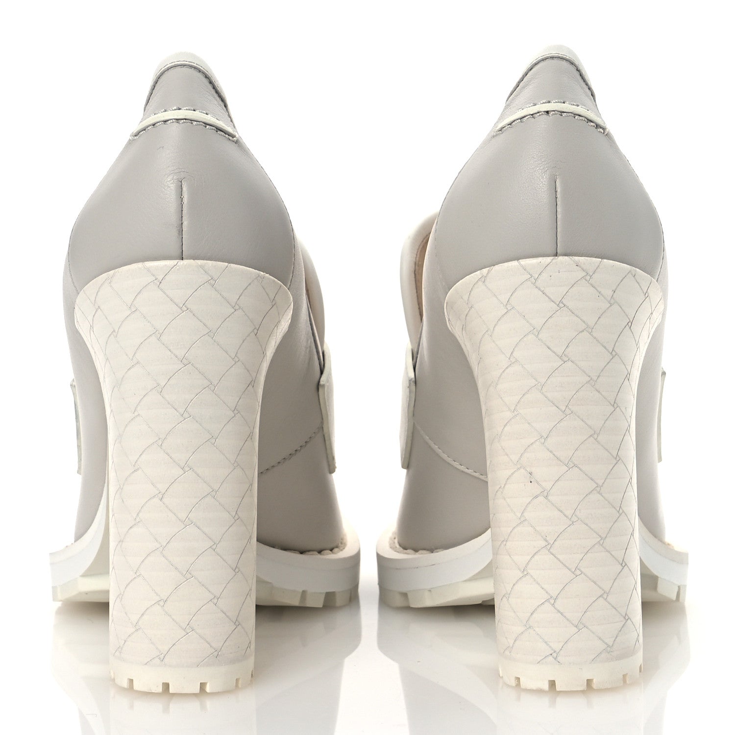 Bottega Veneta Calfskin Loafer Pumps 39.5 Mist Bianco