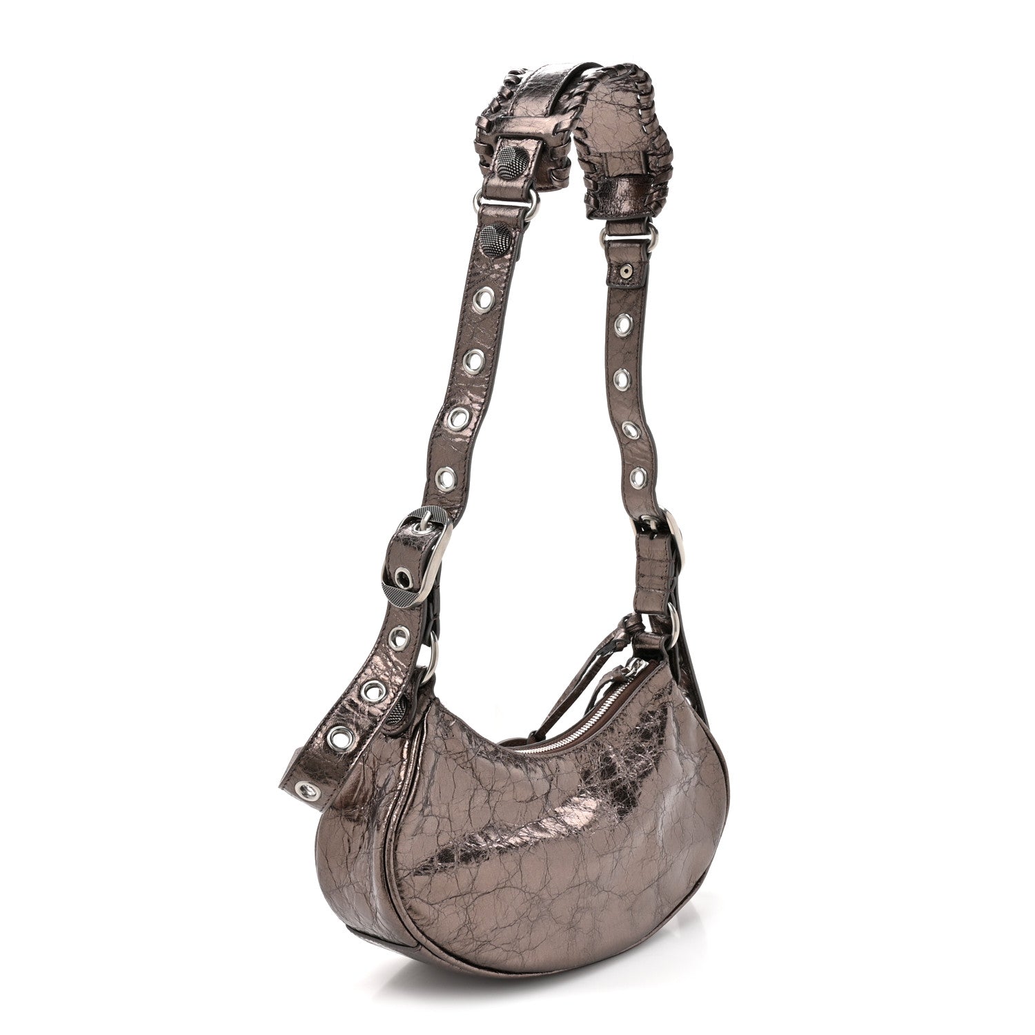 Balenciaga Metallic Agneau Arena Le Cagole Shoulder Bag XS Dark Bronze