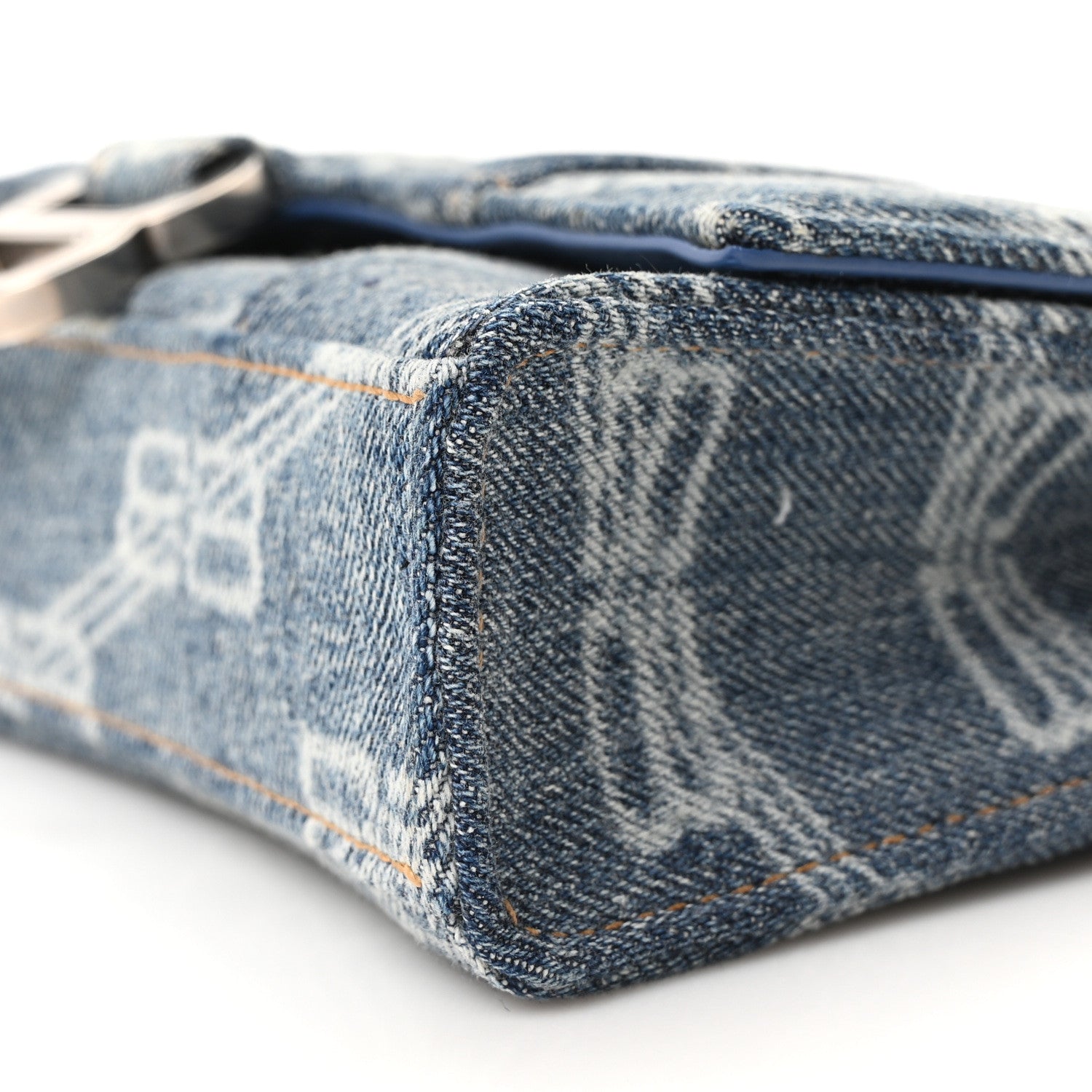 Balenciaga Denim BB Monogram Hourglass Chain Bag Blue