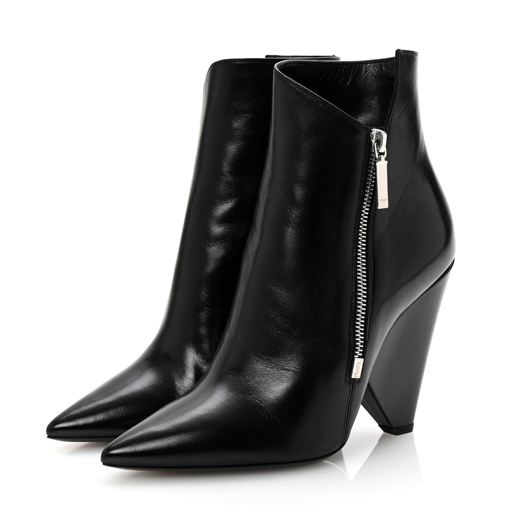 Saint Laurent Calfskin Niki 85 Wedge Booties 39.5 Black