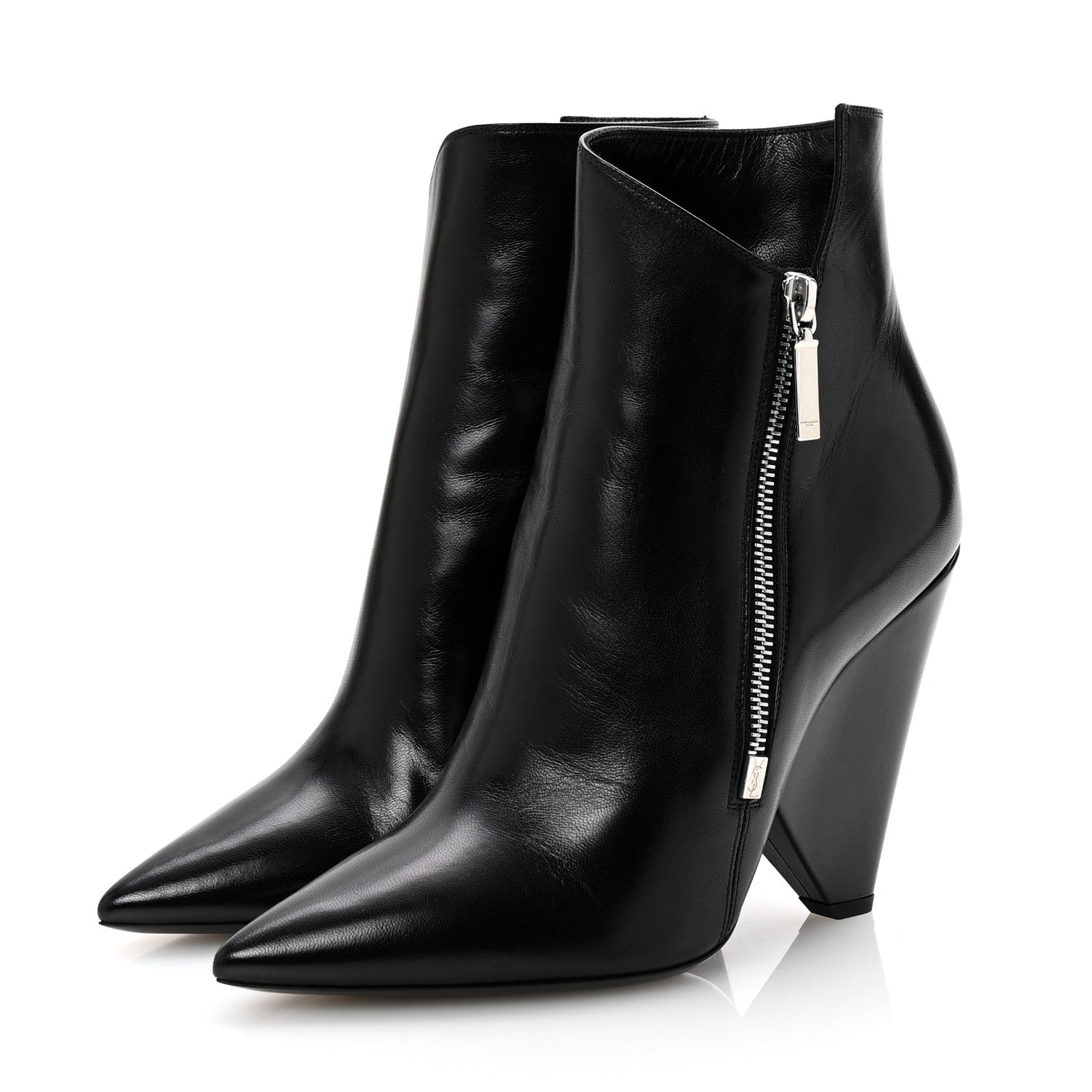Saint Laurent Calfskin Niki 85 Wedge Booties 39.5 Black