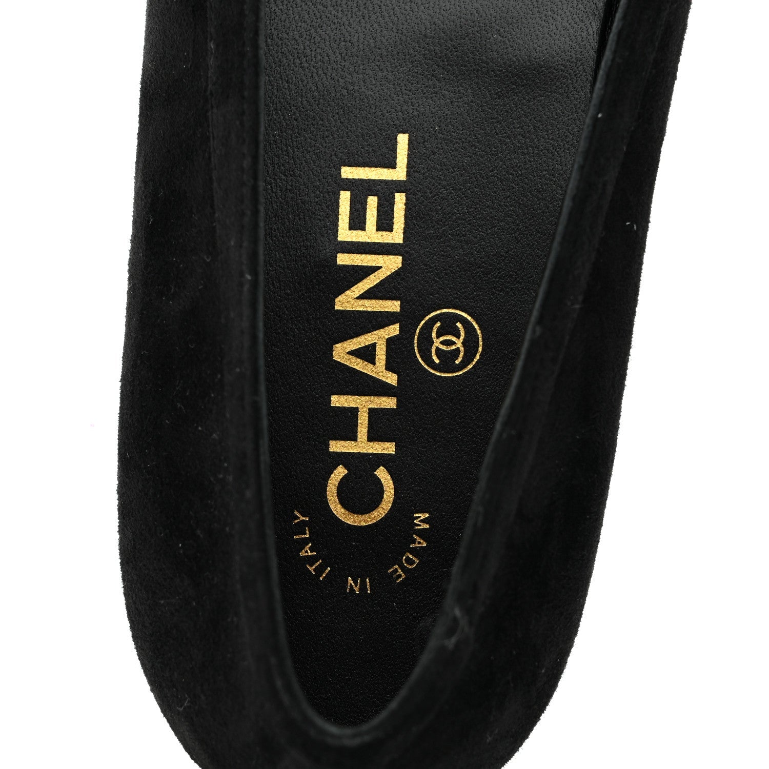 Chanel Suede Crystal CC Mocassin Loafers 39.5 Black