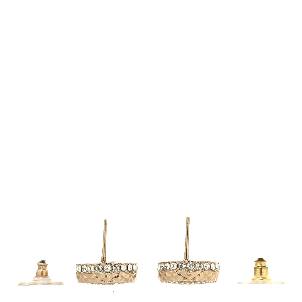 Chanel Crystal CC Round Earrings Gold
