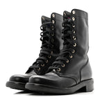 Chanel Calfskin Lace Up Combat Boots  39.5 Black