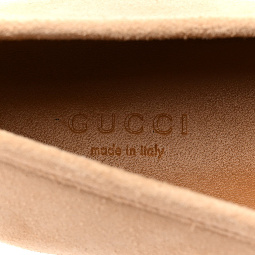 Gucci Suede Horsebit Womens Jordaan Loafers 39 Pink Sand