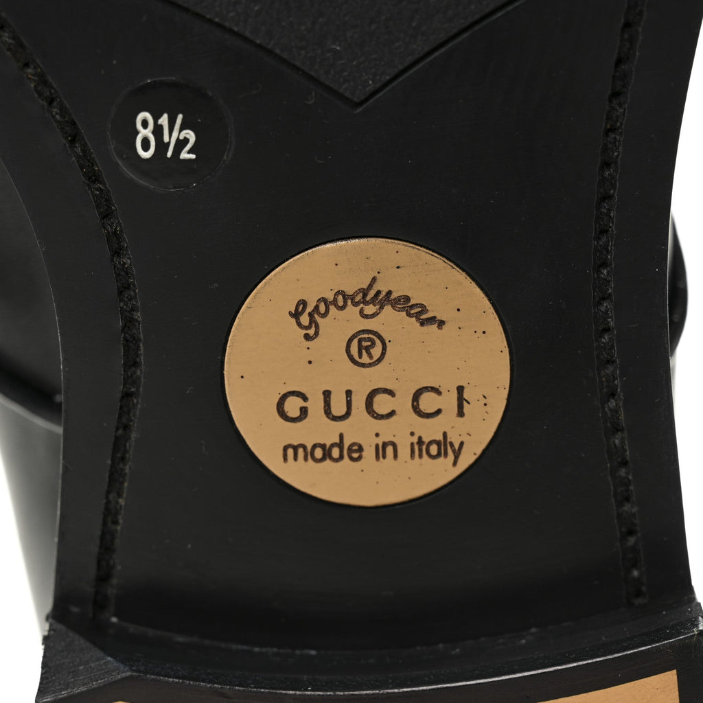 Gucci Knight Calfskin Mens Oxford Loafers 8.5 Black