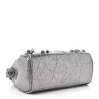 Balenciaga Metallic Agneau Arena Mini Le Cagole Duffle Crossbody Bag Silver