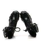 Prada Spazzolato Rois Re-Nylon Metal Triangle Logo Monolith Pouch Pocket 55mm Boots 35.5 Black