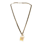Chanel Metal Lambskin Resin CC No 5 Perfume Bottle Necklace Gold Black