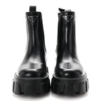 Prada Spazzolato Rois Triangle Monolith Chelsea 55mm Boots 35.5 Black